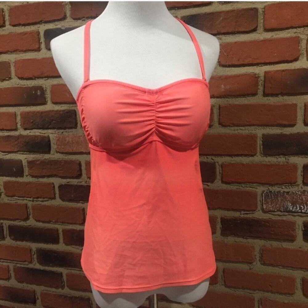 Athleta Swim Tankini Top Sz 34B/C Coral Color Convertible Strap Tankini Top